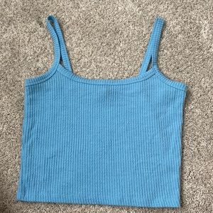 Blue ribbed crop top